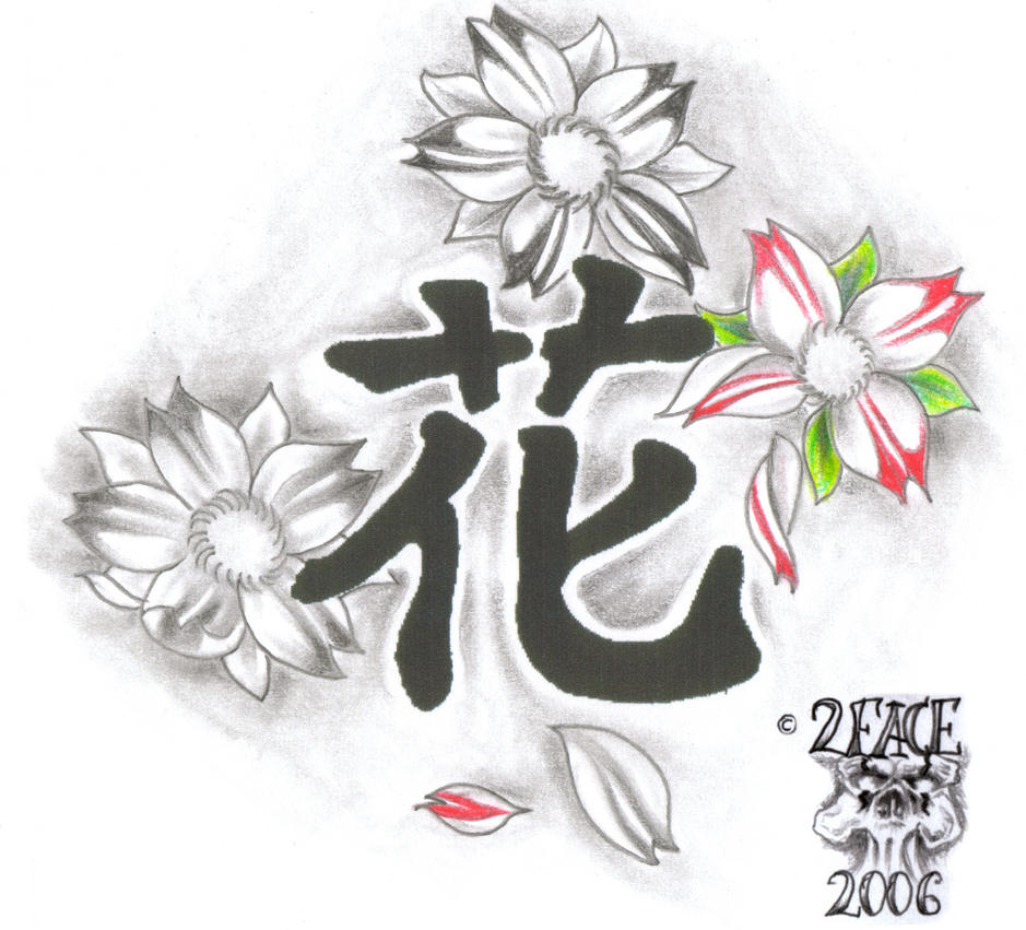 Tattooflash Kanji flowers by