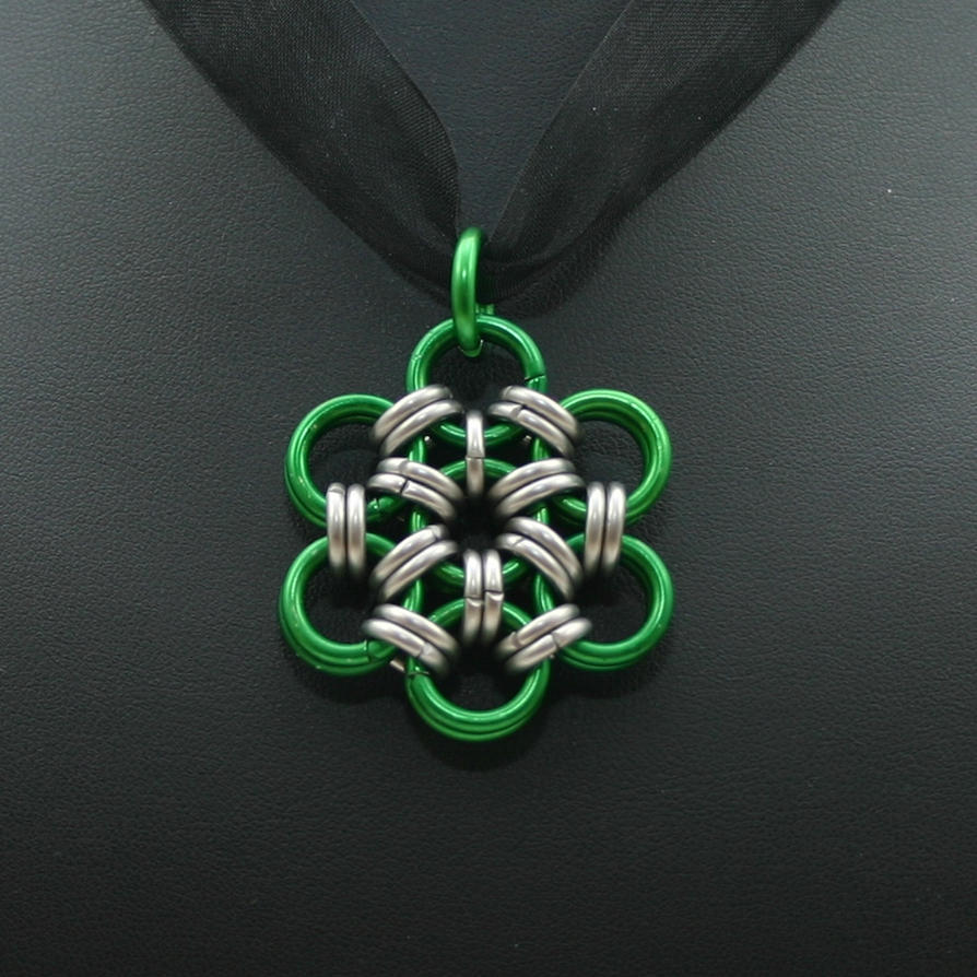 Green Japanese Flower Pendant