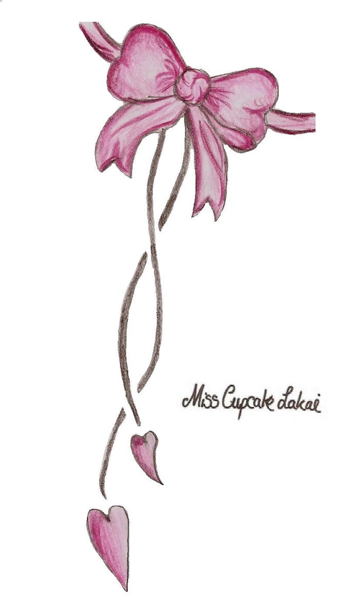 Pink tattoo bow design by