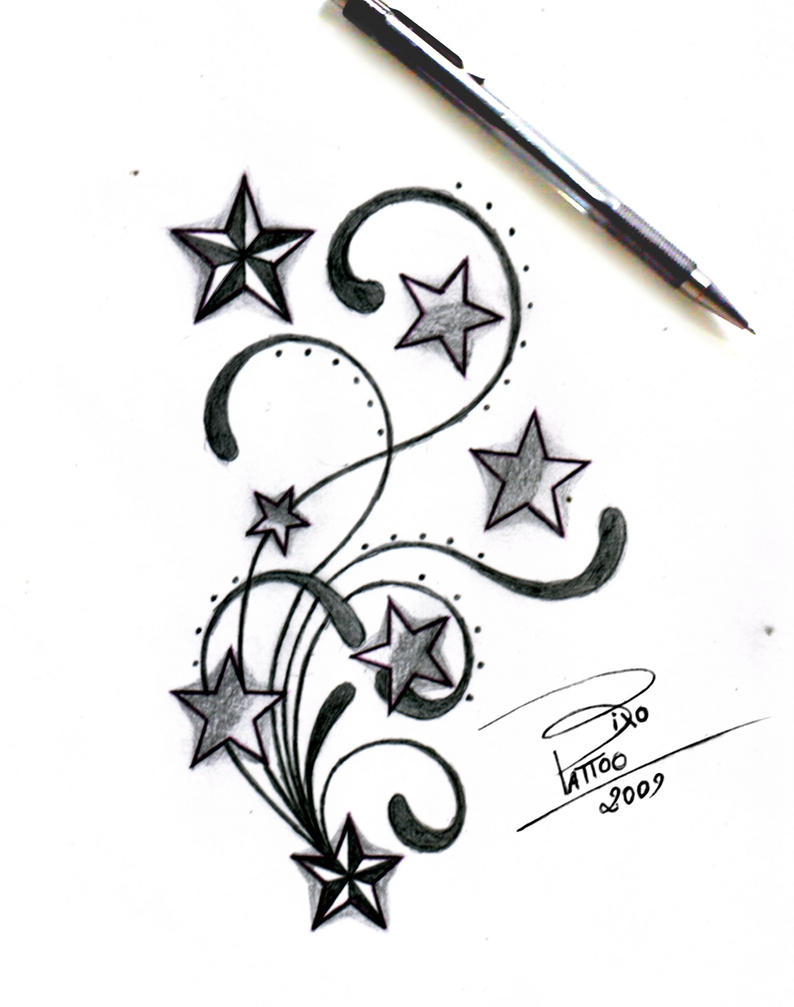New Letter Stars Tattoo Design