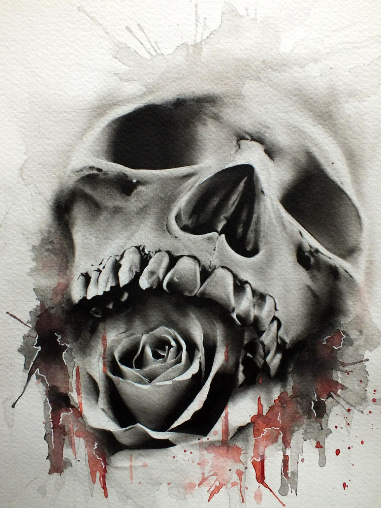 Skull and Rose Tattoo Designs Drawings