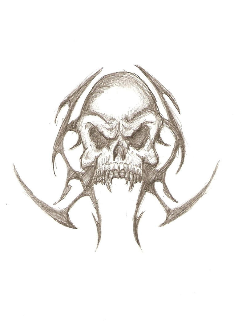 Vampire Skull Tattoo Design by