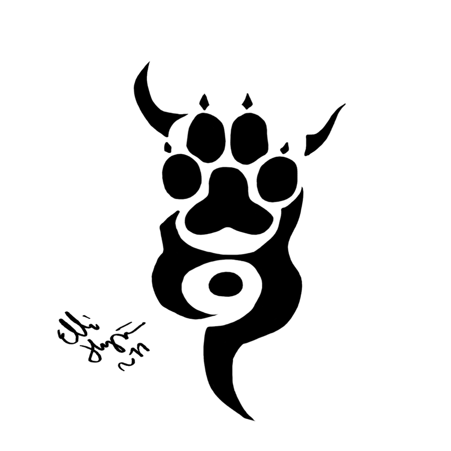 Paw tribal tattoo by
