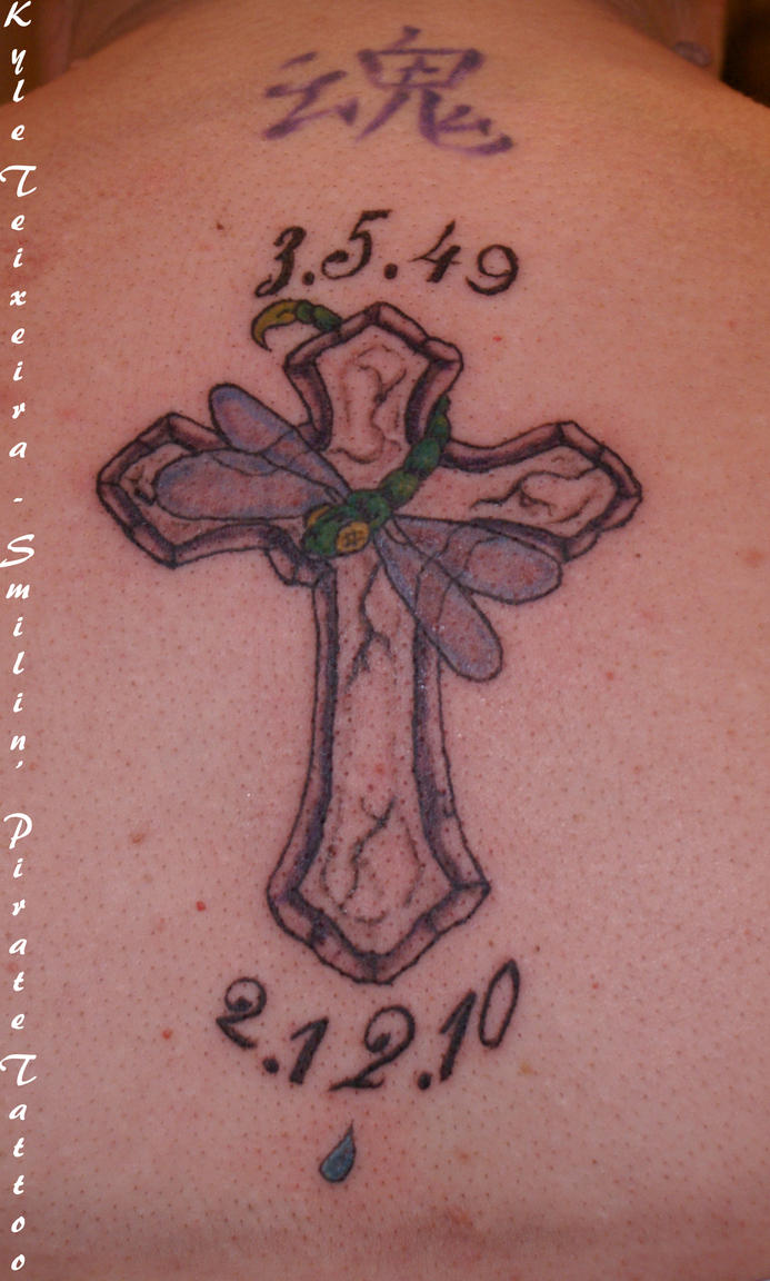 Dragonfly Cross - back - dragonfly tattoo