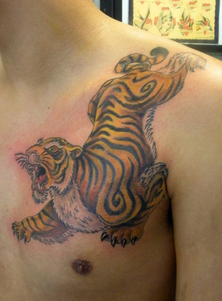 Tony the Tiger - chest tattoo